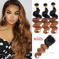 Body Wave Ombre T1B 30 Jungfrau peruanische menschliche Haarscheuchen 3 Bündel und ein Verschluss 100% Remy Hair -Erweiterung billige menschliche Haarbündel